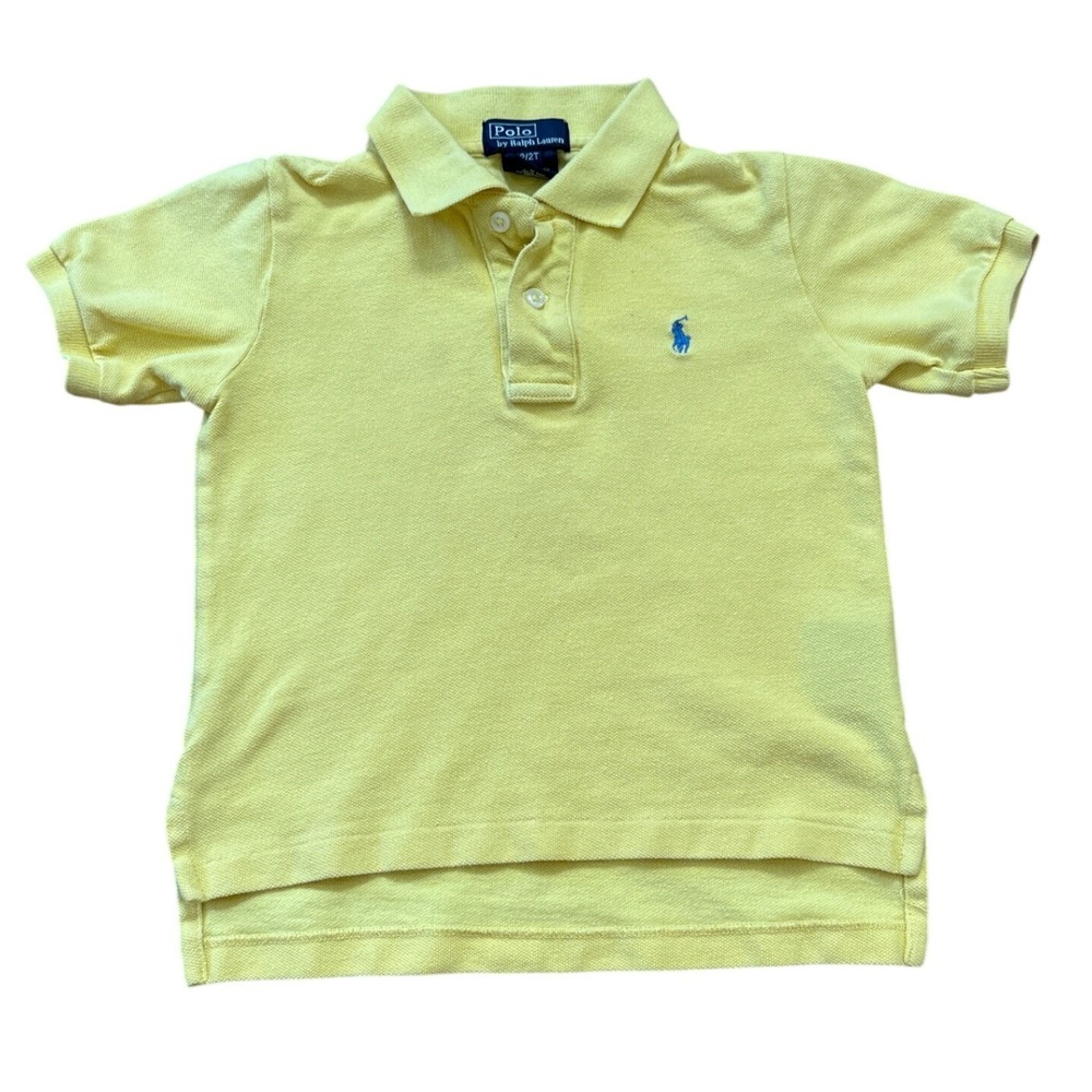 Polo Ralph Lauren Polo‎ Shirt Kids Yellow Good Short Sleeve Pique SIZE 2T